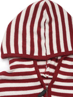 View of hood on Perfee Striped Long Sleeve Hooded Sweater