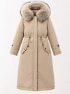Detachable Longline Hooded Parka with Faux Fur Trim and Drawstring Waist