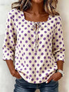 Full Size Square Neck Polka Dot Blouse Plus Size