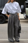 High-Waisted Wide-Leg Pleated Pants