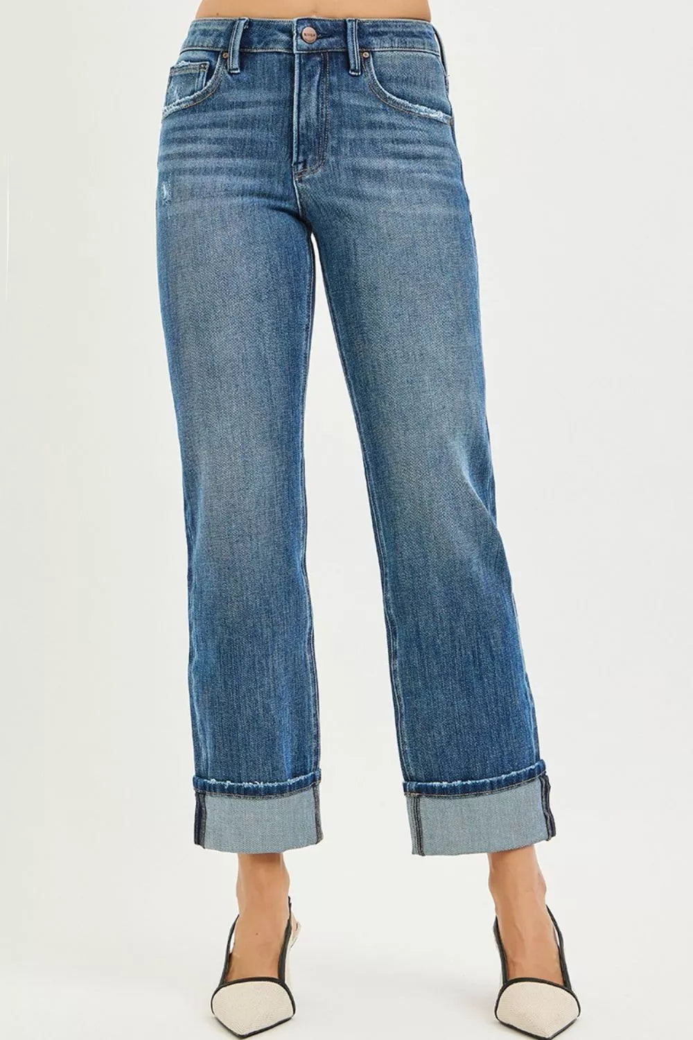 Blue jeans with a white background