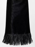 A zoom in view of High-Waisted Fringe Midi Skirt