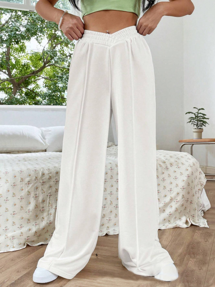 Close up view of Elastic Waist Wide Leg Jogger Pants