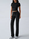 Round Neck Short Sleeve Top and Pants Set