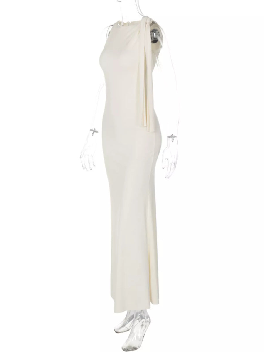 White dress on a mannequin with a white background