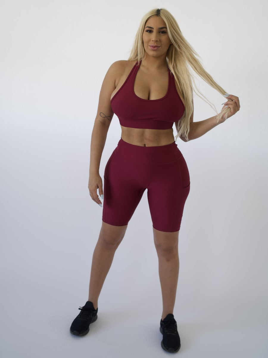 A full body view of Sports Bra | CRANBERRY