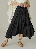 Black Smocked Waist Band Ruched Layered Skirt