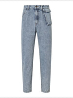Light blue jeans on a white background