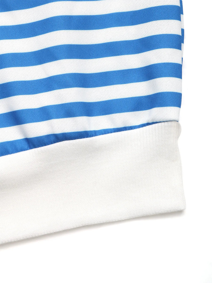 Close-up of a blue and white striped fabric