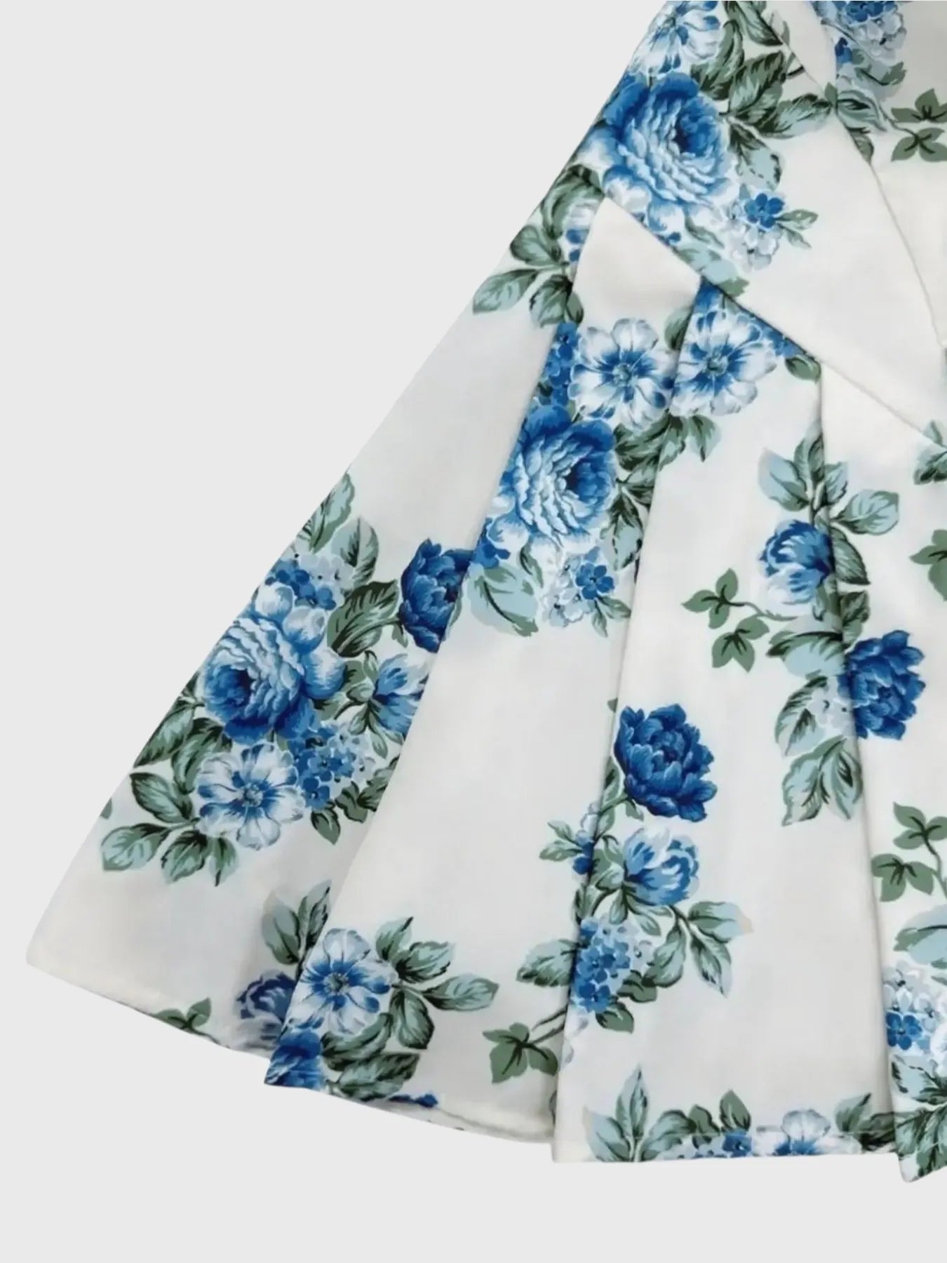 Floral fabric with blue flowers on a white background