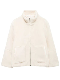 White fleece jacket on a white background