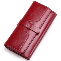 Red leather wallet on a white background