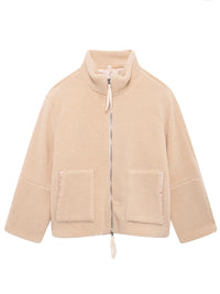 Beige jacket with a zipper on a white background