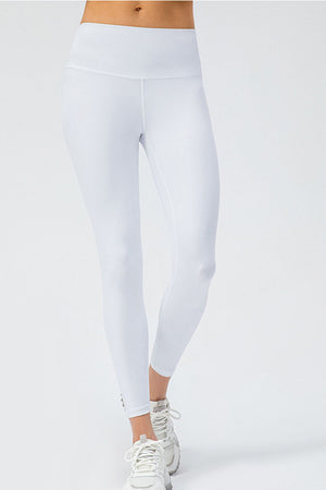 White Wide Waistband Slim Fit Active Leggings