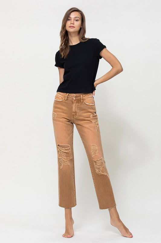 HIGH RISE STRAIGHT CROP JEANS