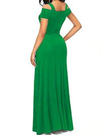 Green evening gown on a white background