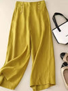 Wide-Leg Button-Decorated Pants