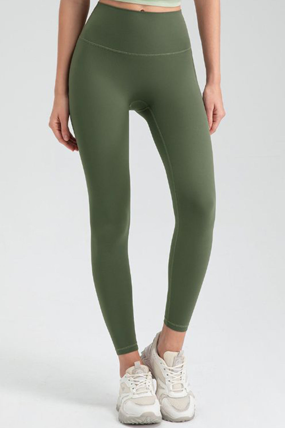 Green Women's Wide Waistband High Waist Sport Leggings