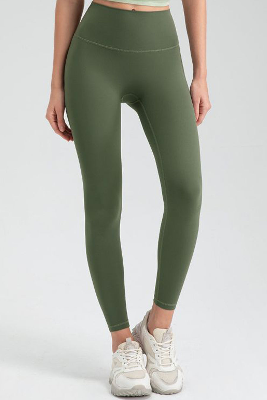Green Women's Wide Waistband High Waist Sport Leggings