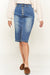 Zoomed in view of Denim button down front midi skirt 