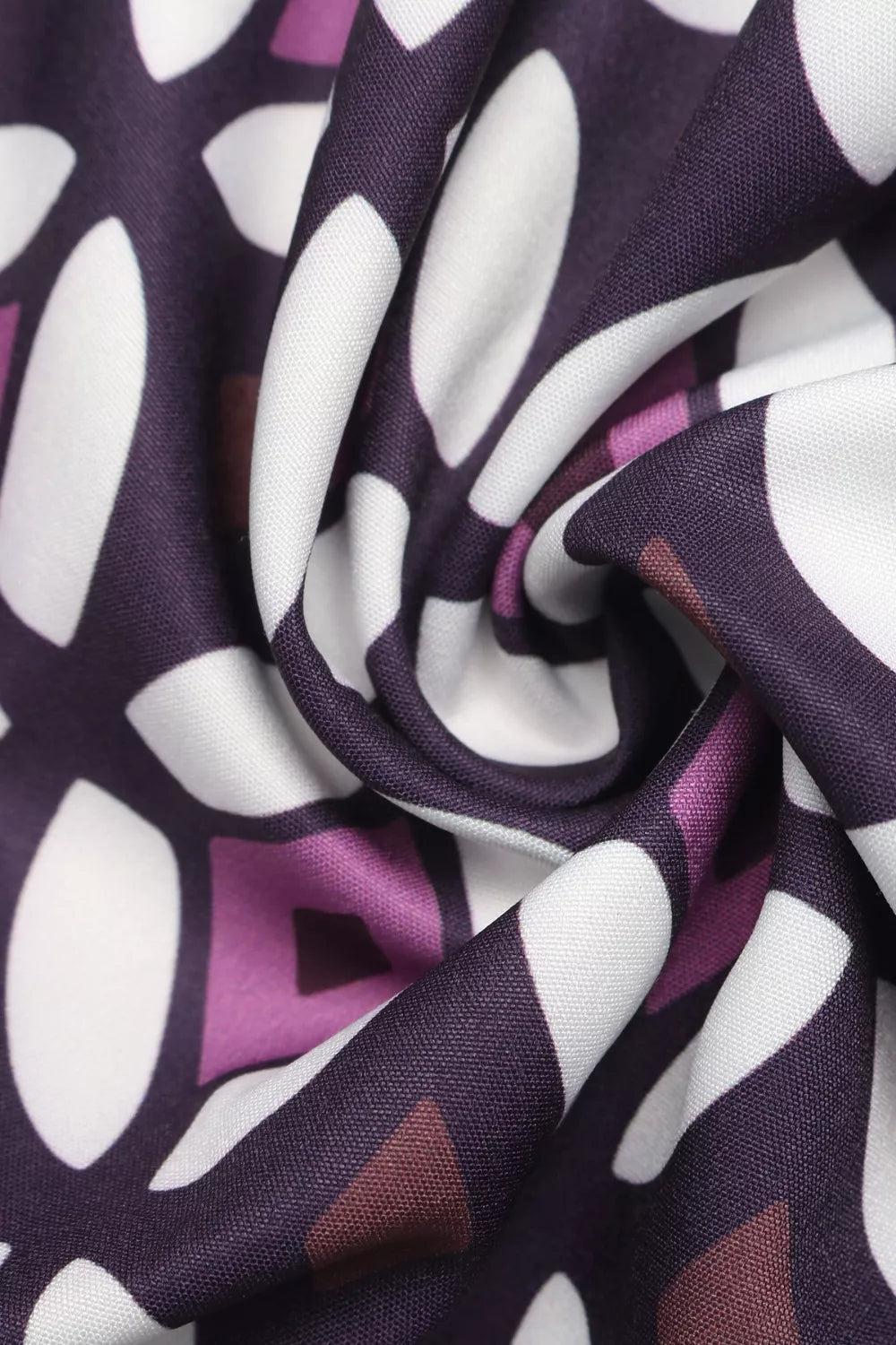 Close-up of purple and white patterned fabric