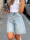 High-Waisted Raw Hem Denim Shorts for summer