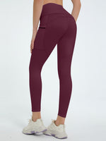 Back view of burgundy High Waist Active Leggings 