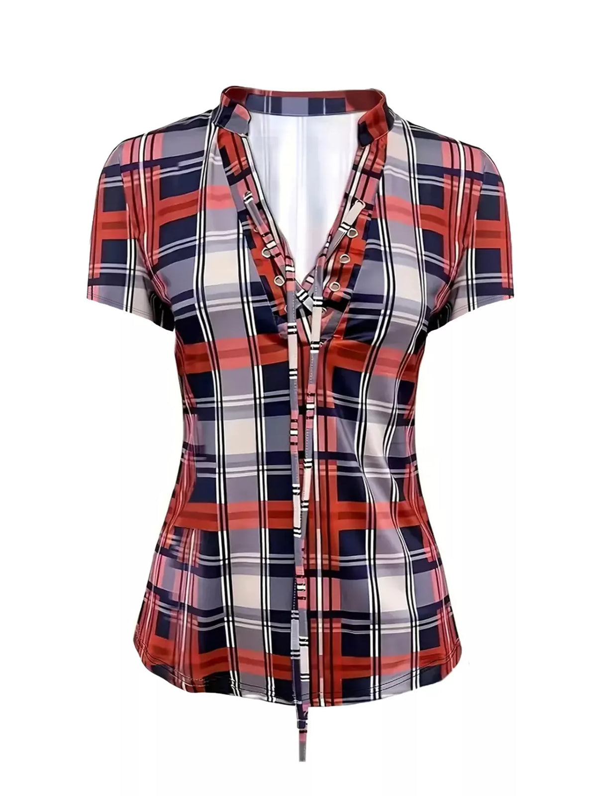 Plaid shirt with a zipper on a white background