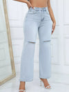 Distressed Wide-Leg Jeans
