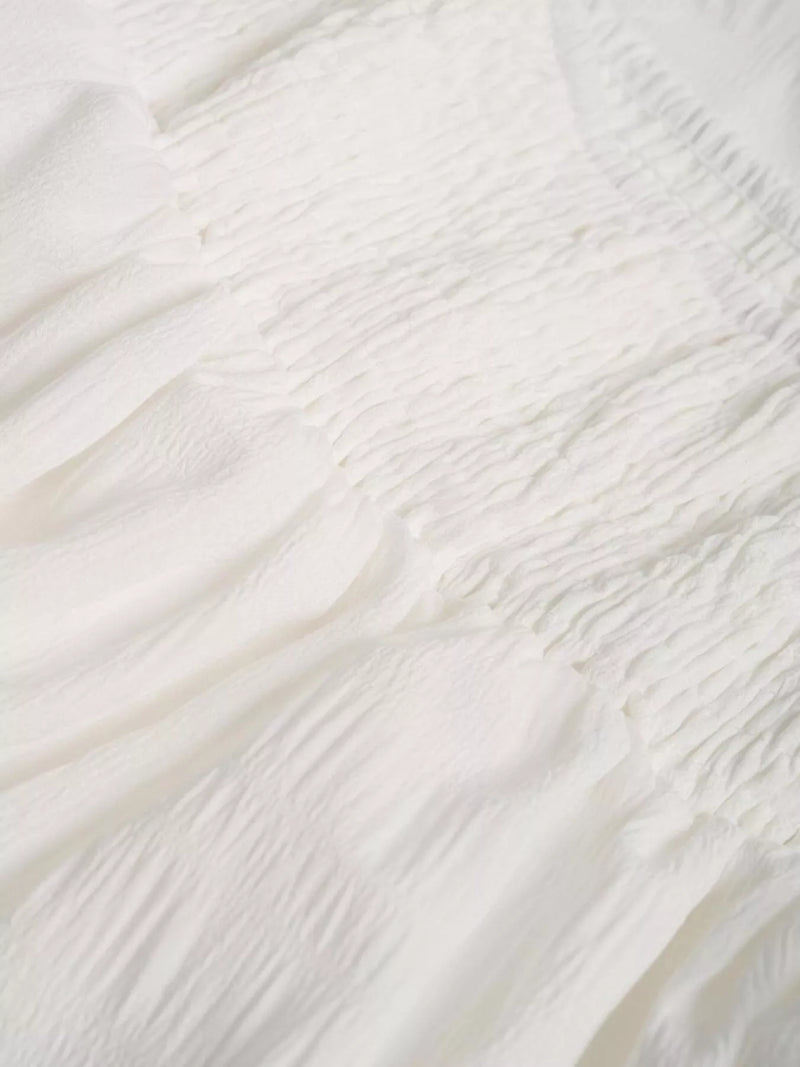 Close-up of textured white fabric