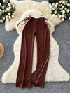 Women's Hight Waisted Casual Flowy Loose Fit Tie-Waist Wide Leg Pants