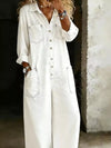 Full Size Button Front Wide Leg Jumpsuit with Chest Pockets Plus Size