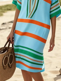 close up of orange striped dress