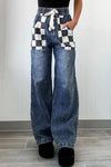 Women's Trendy Baggy Checkered Wide Leg Jeans