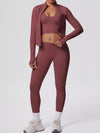Women's Tank & Zip-Up Jacket and Leggings Three-Piece Active Set