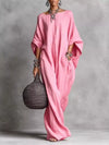 Loose Fit Boat Neck Maxi Dress For Ladies