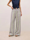 Striped Wide-Leg Pants with Tie Waist For Ladies