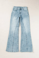 Light blue jeans on a white background