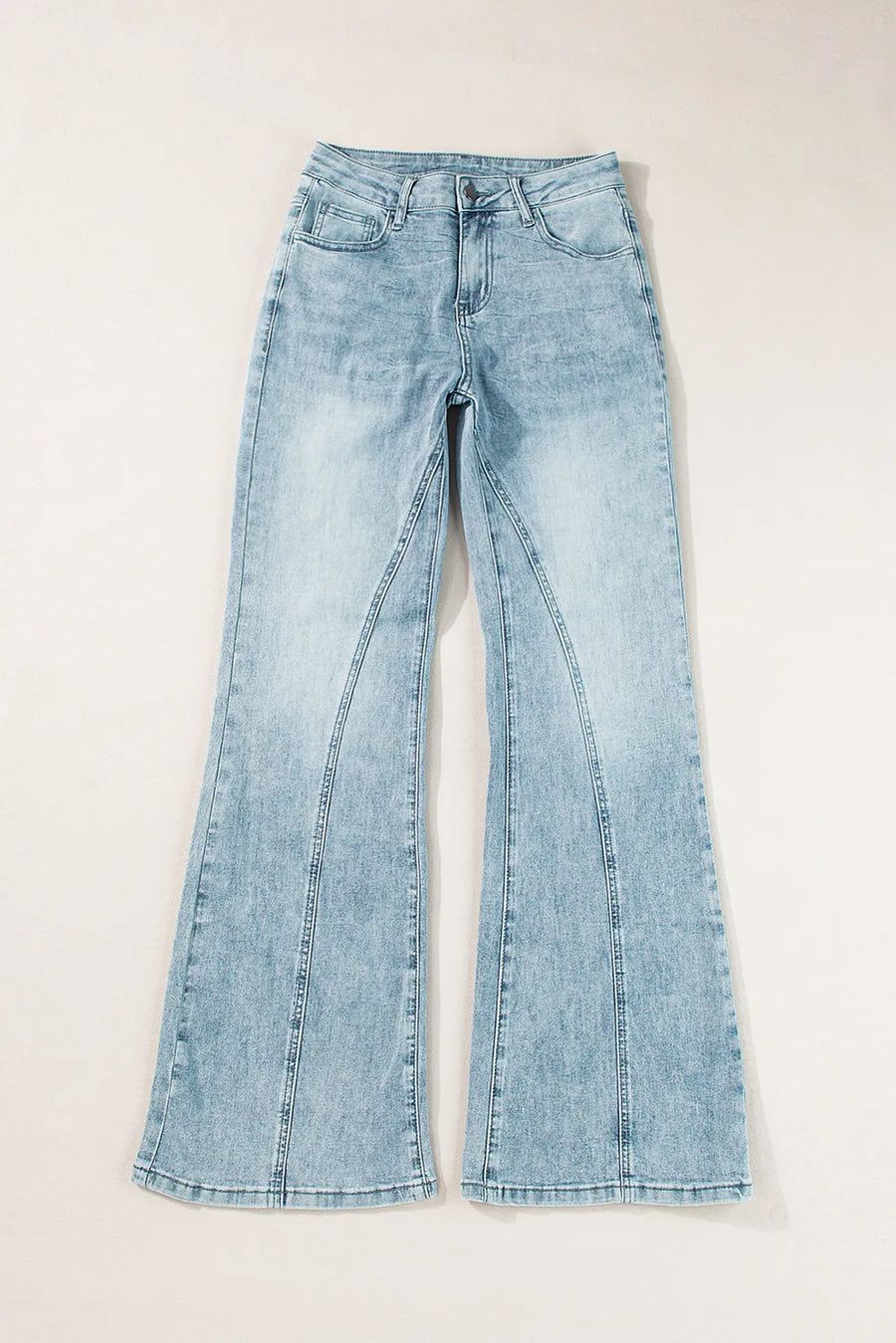 Light blue jeans on a white background