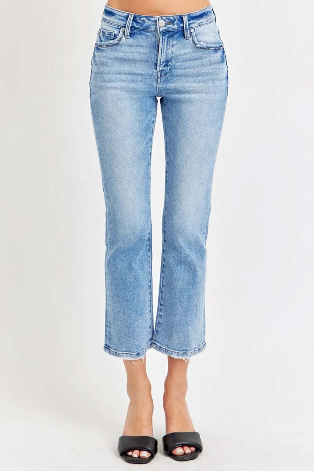 Light blue jeans on a white background