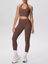 Halter Neck Crop Top and High-Waisted Leggings Active Set