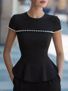 Pearl Embellished Peplum T-Shirt