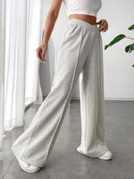 Front view of gray Elastic Waist Wide Leg Jogger Pants