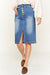 Close up view of Denim button down front midi skirt 