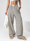 Women's Casual Striped High-Waisted Wide Leg Pants With Pockets