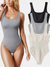 Full Size Ribbed Knit Sleeveless Scoop Neck Bodysuit Plus Size