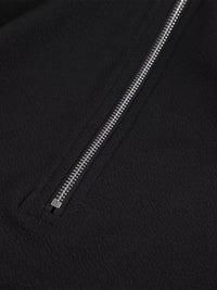 Close-up of a black jacket with a zipper