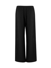 Black wide-leg pants on a white background