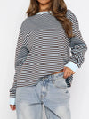 Striped Oversized Round Neck Sweatshirt