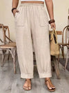 Plus Size High-Waisted Elastic Waist Pants with Pockets